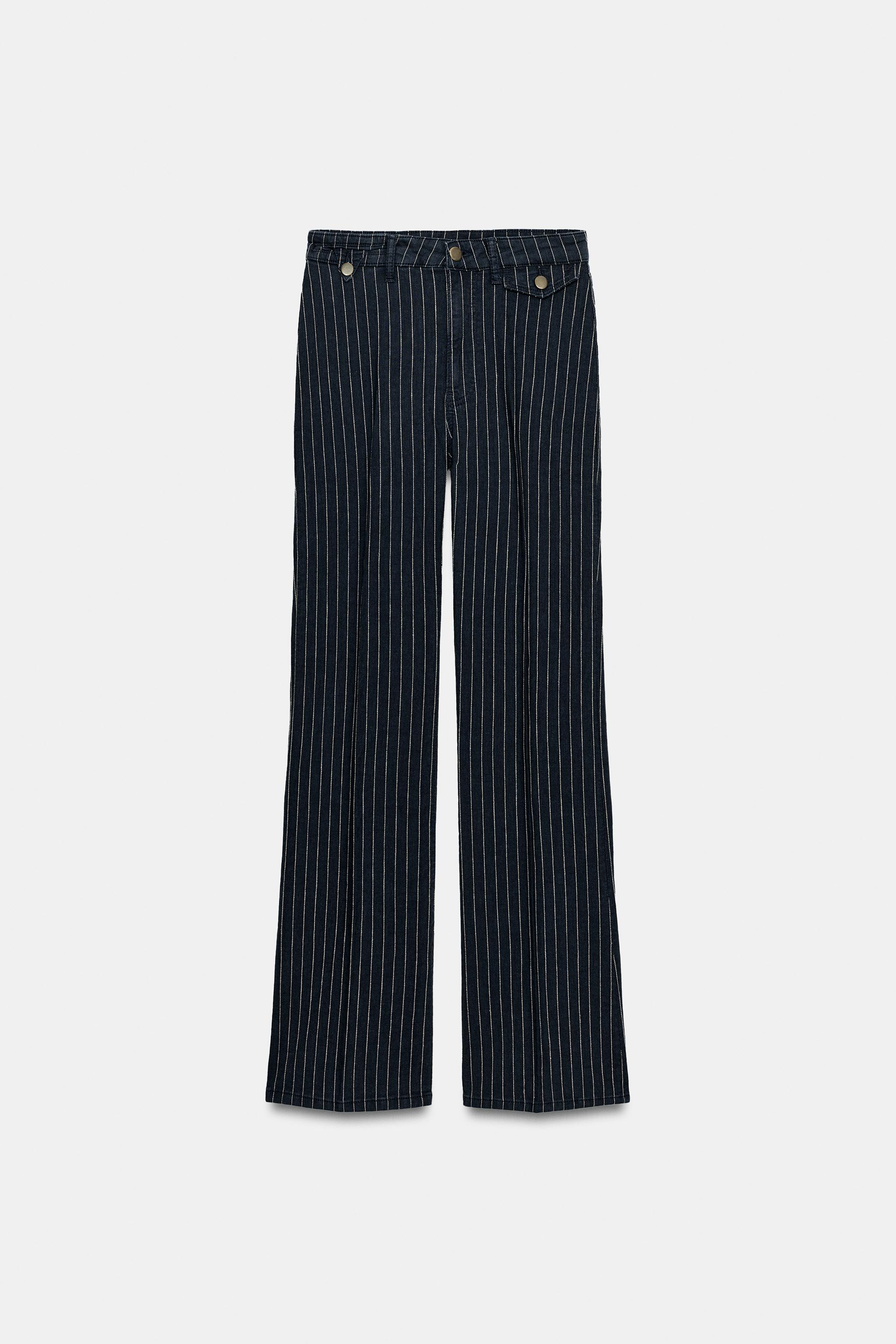 ZW COLLECTION HIGH-WAIST STRIPED FLARE JEANS